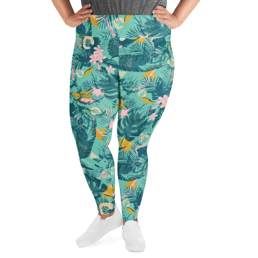 Palm Leaves Curvy Performance Leggings