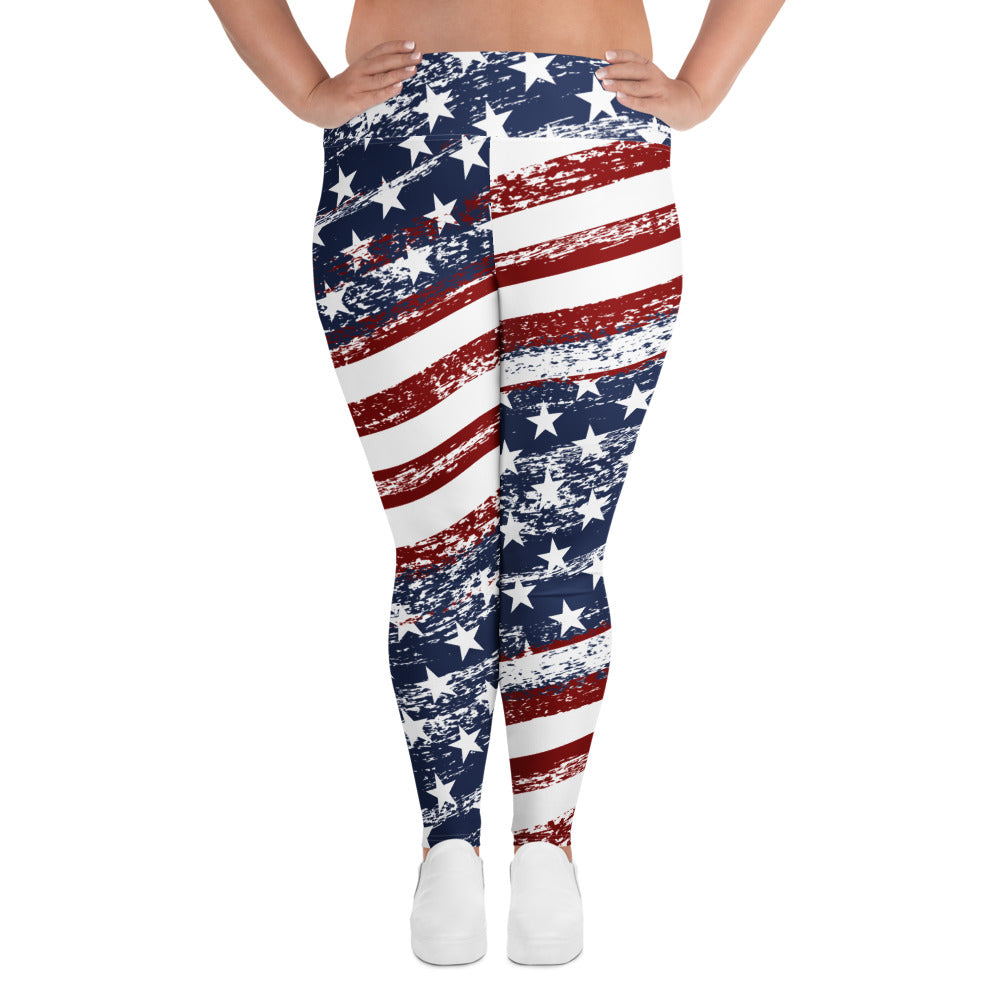 Grunge Stars Stripes Curvy Performance Leggings