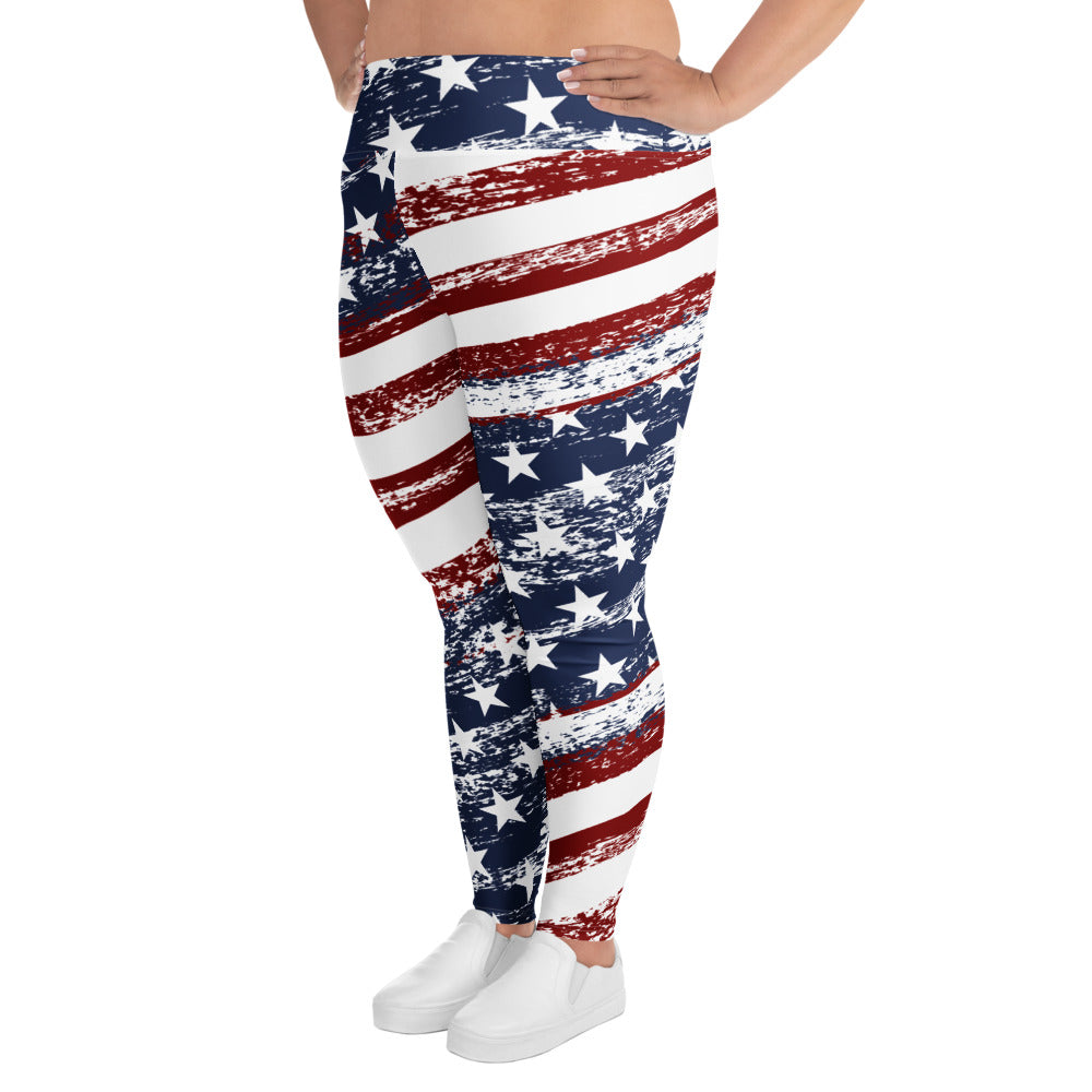 Grunge Stars Stripes Curvy Performance Leggings