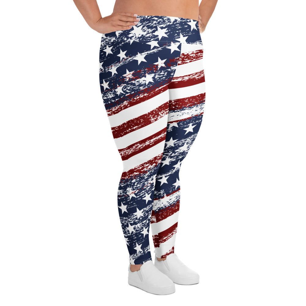 Grunge Stars Stripes Curvy Performance Leggings